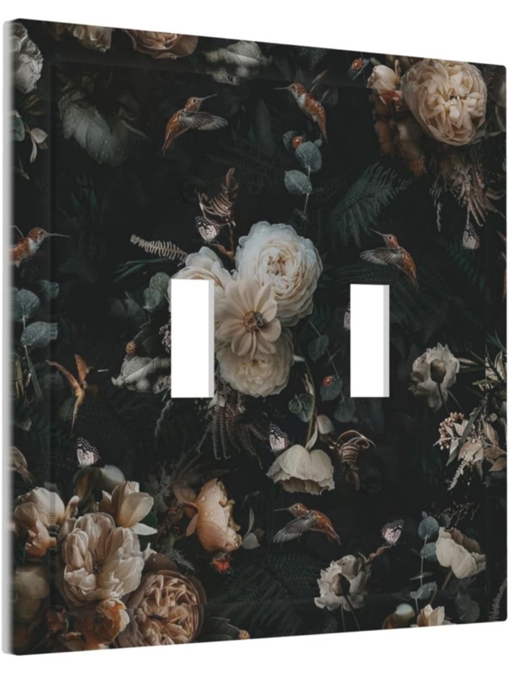 Floral Double Toggle Light Switch Cover - Dark Botanical vintage boho